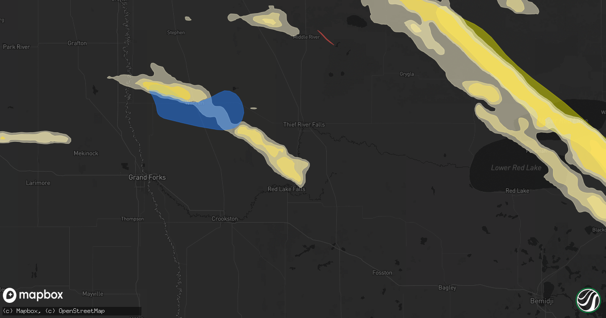 Hail map in Saint Hilaire, MN on July 24, 2026