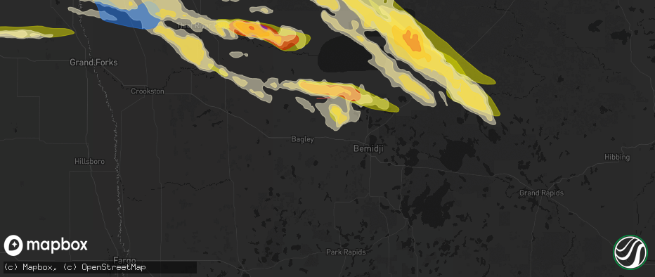 Hail map in Shevlin, MN on July 24, 2026