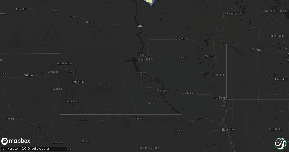 Hail map in South Dakota on July 24, 2026