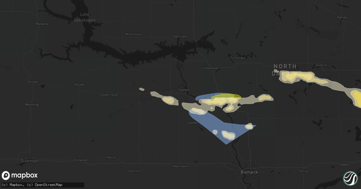 Hail map in Stanton, ND on July 24, 2026