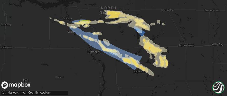 Hail map in Sterling, ND on July 24, 2026