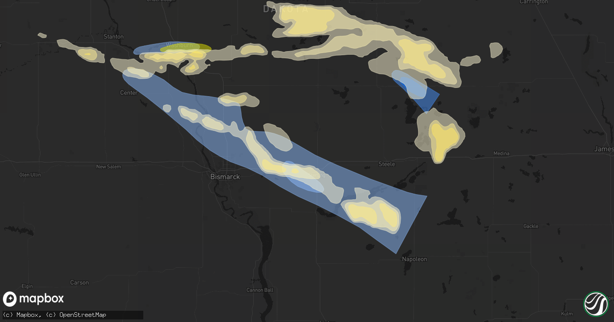 Hail map in Sterling, ND on July 24, 2026
