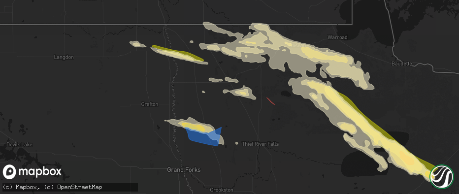 Hail map in Strandquist, MN on July 24, 2026
