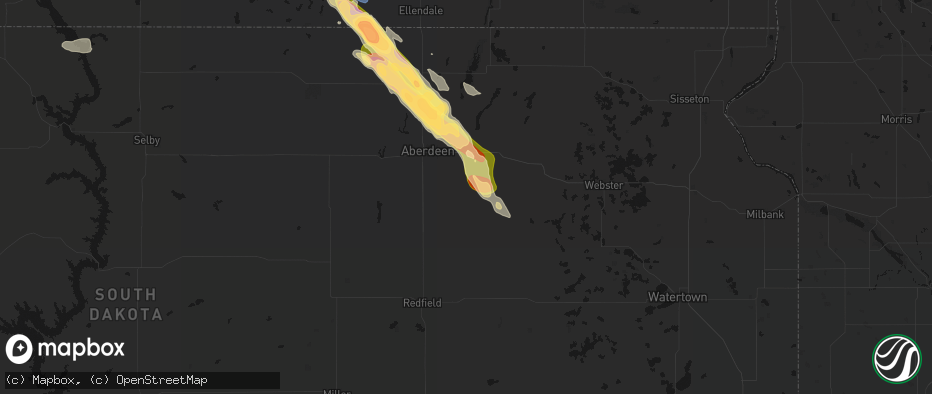 Hail map in Stratford, SD on July 24, 2026