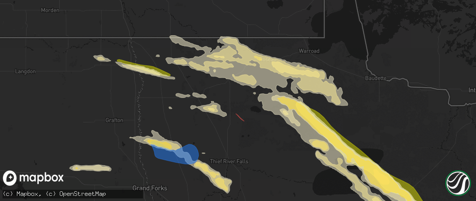 Hail map in Strathcona, MN on July 24, 2026
