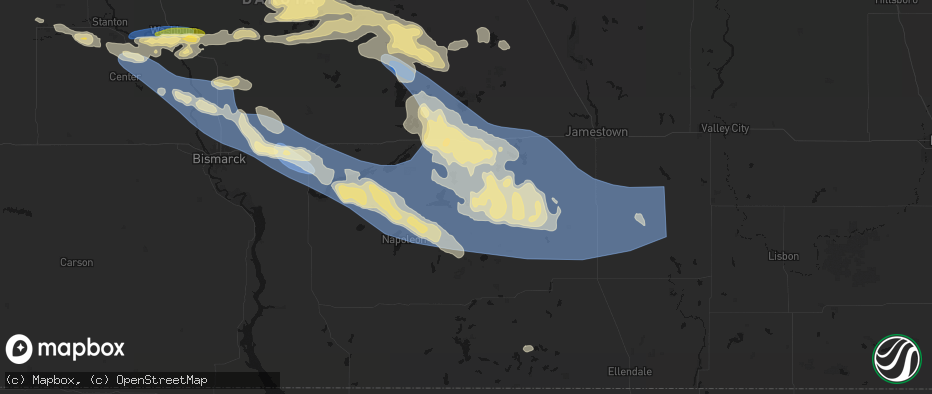 Hail map in Streeter, ND on July 24, 2026