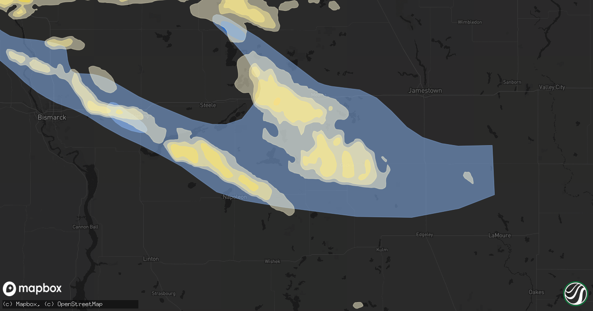 Hail map in Streeter, ND on July 24, 2026