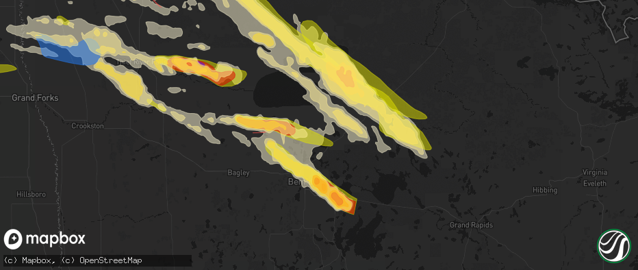 Hail map in Tenstrike, MN on July 24, 2026