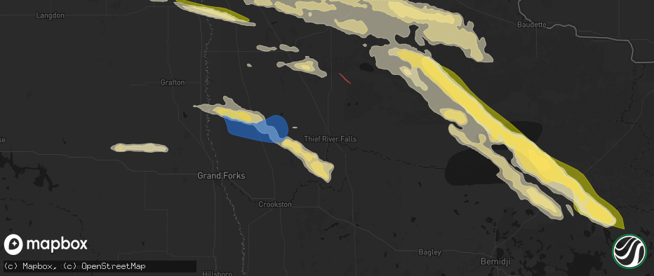 Hail map in Thief River Falls, MN on July 24, 2026