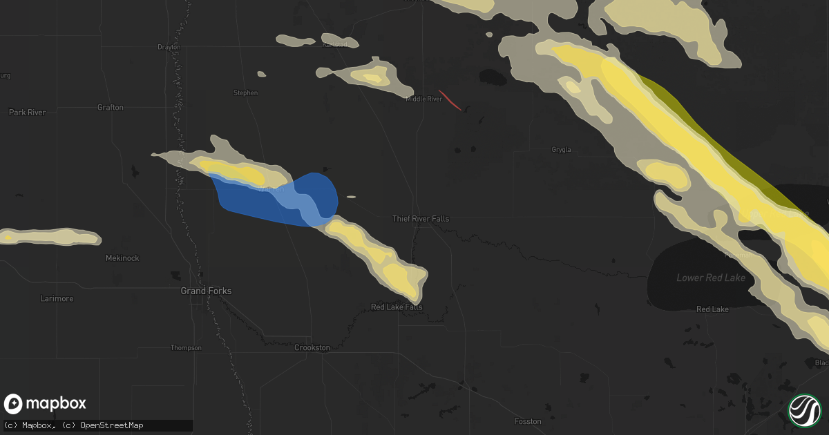 Hail map in Thief River Falls, MN on July 24, 2026