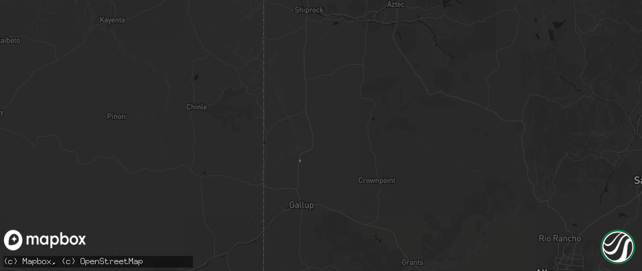 Hail map in Tohatchi, NM on July 24, 2026