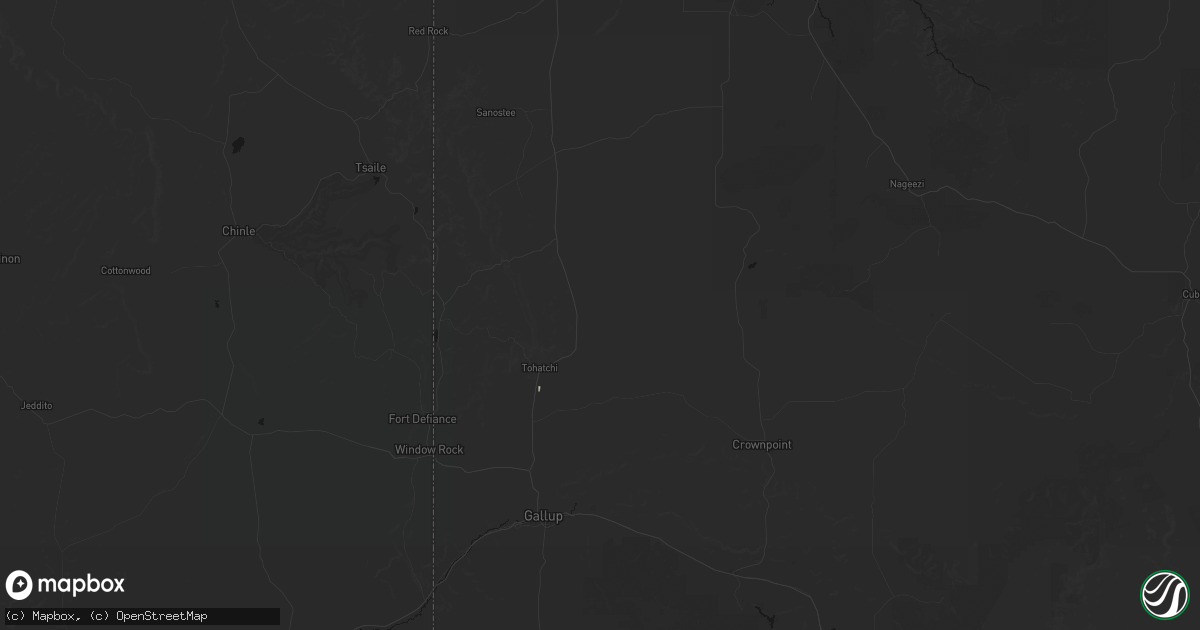 Hail map in Tohatchi, NM on July 24, 2026