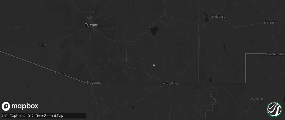 Hail map in Tombstone, AZ on July 24, 2026
