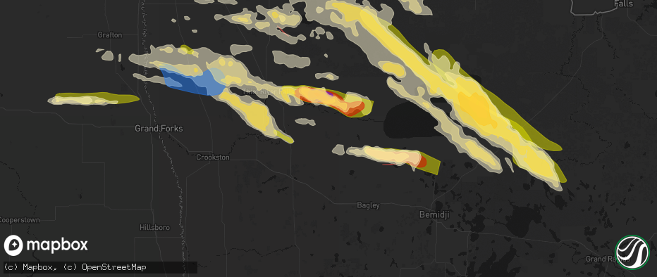 Hail map in Trail, MN on July 24, 2026