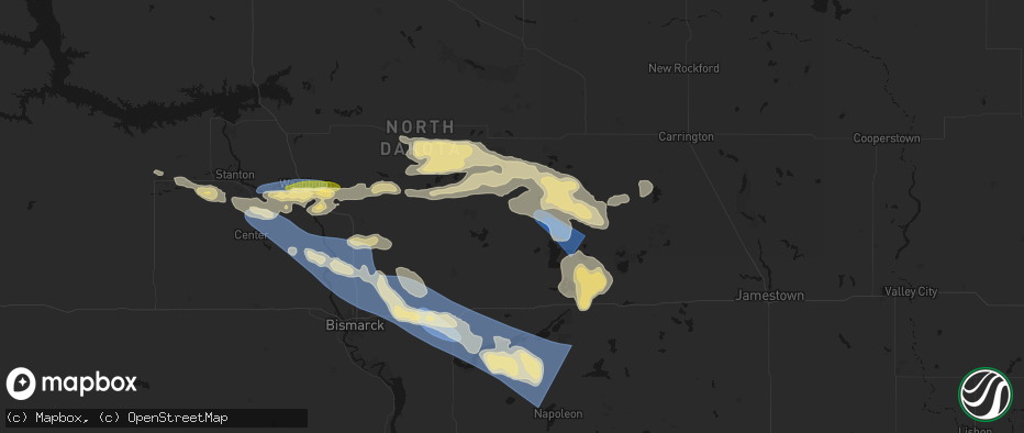 Hail map in Tuttle, ND on July 24, 2026