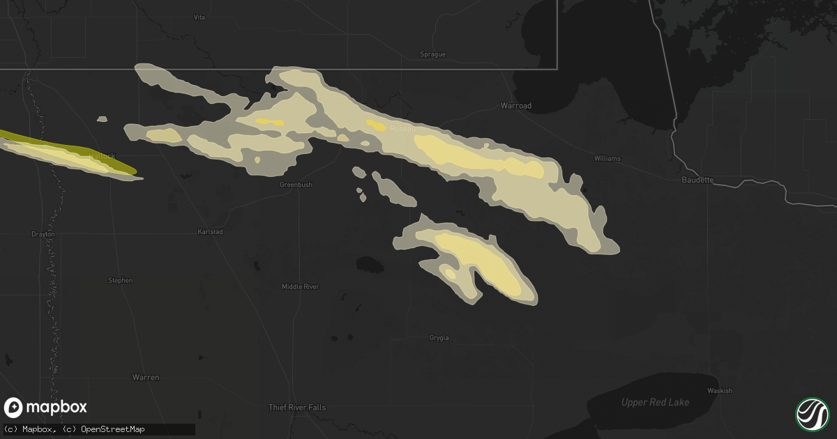 Hail map in Wannaska, MN on July 24, 2026