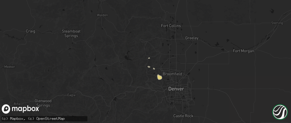 Hail map in Ward, CO on July 24, 2026