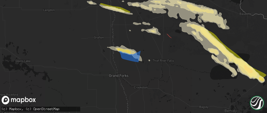 Hail map in Warren, MN on July 24, 2026