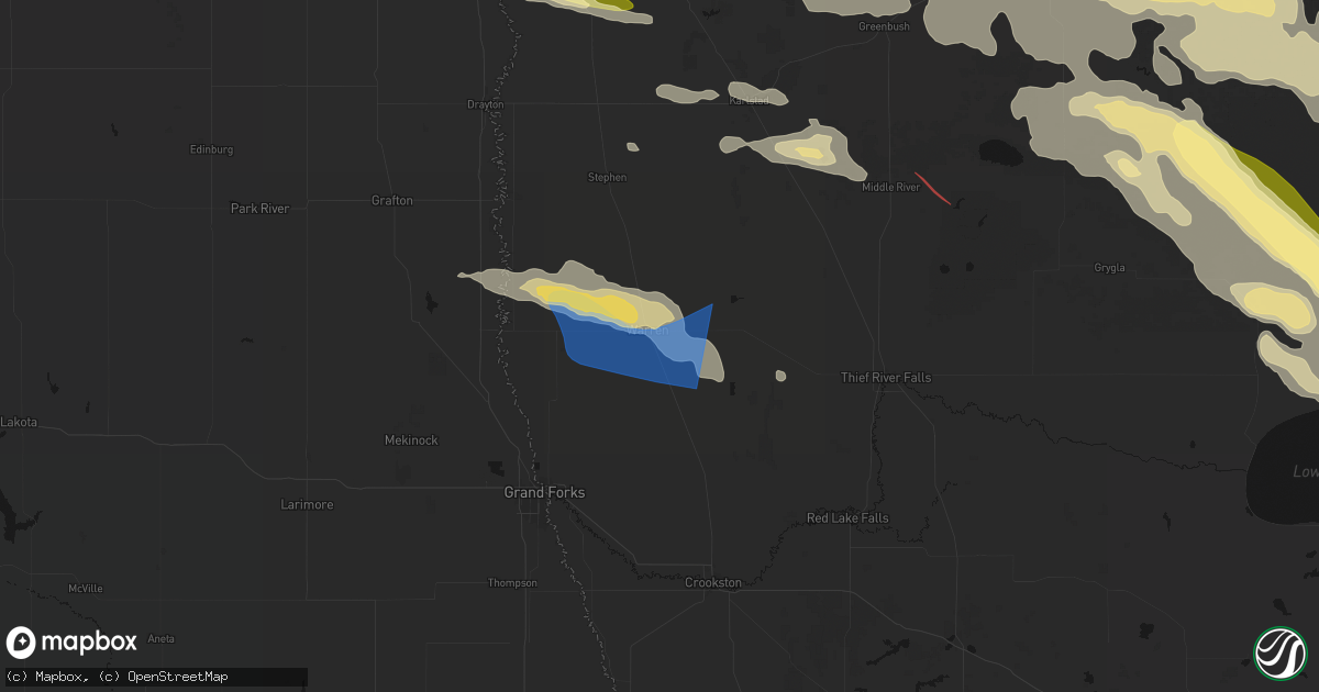 Hail map in Warren, MN on July 24, 2026