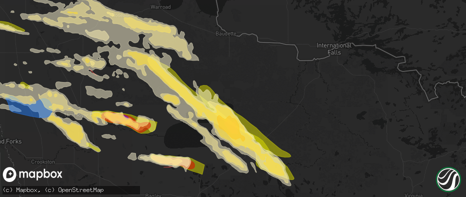 Hail map in Waskish, MN on July 24, 2026