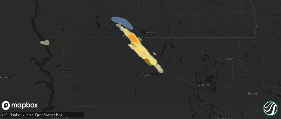 Hail map in Westport, SD on July 24, 2026