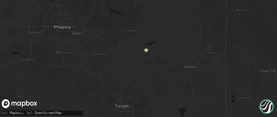 Hail map in Winkelman, AZ on July 24, 2026