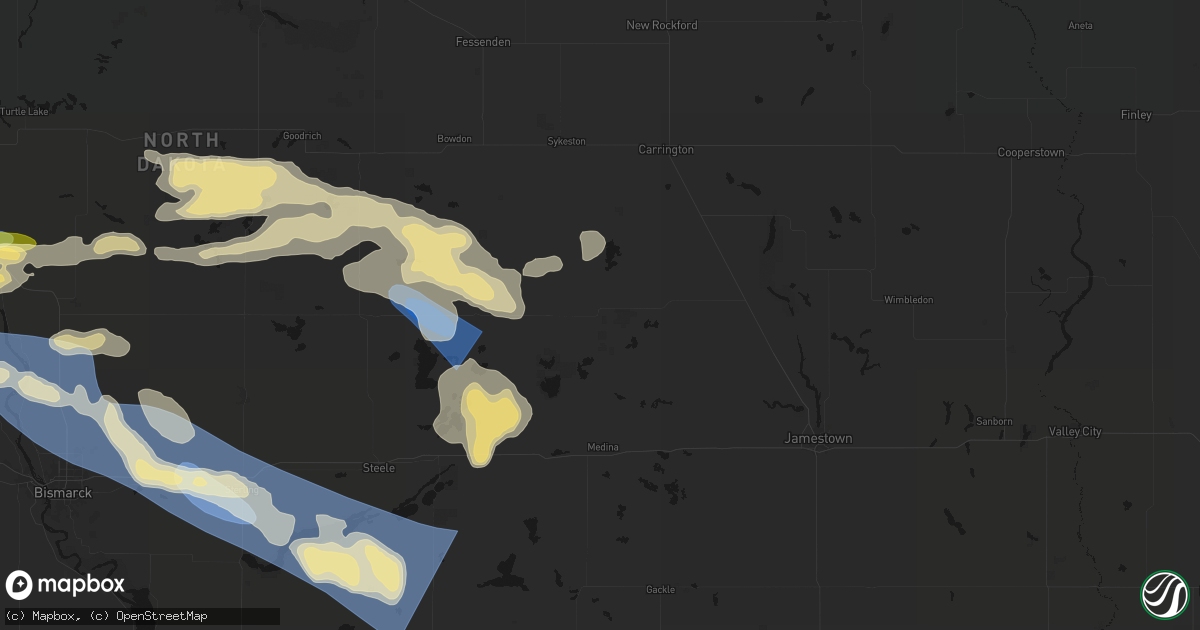 Hail map in Woodworth, ND on July 24, 2026