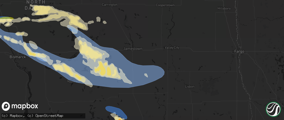 Hail map in Ypsilanti, ND on July 24, 2026