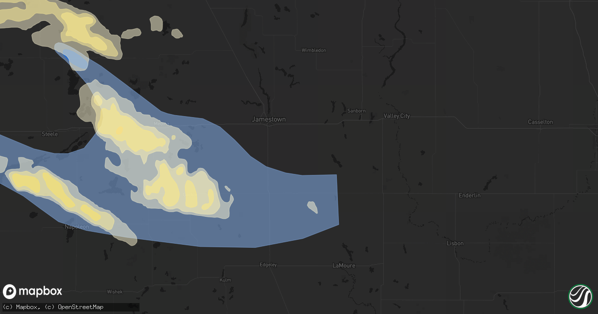 Hail map in Ypsilanti, ND on July 24, 2026