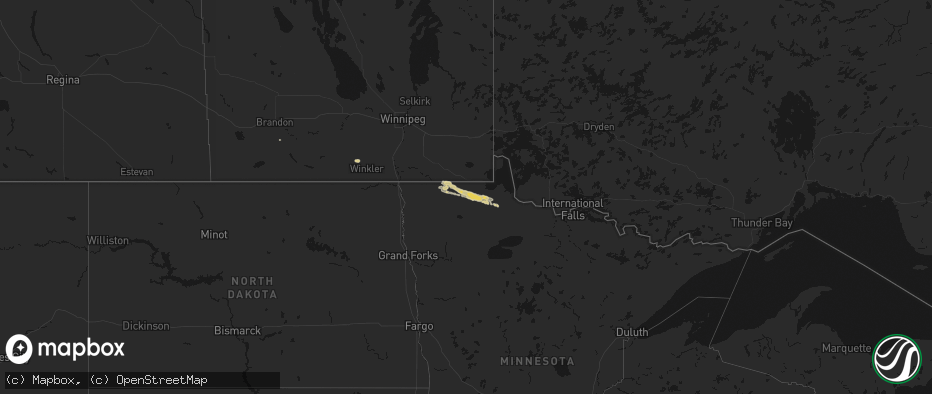 Hail map on July 24, 2026