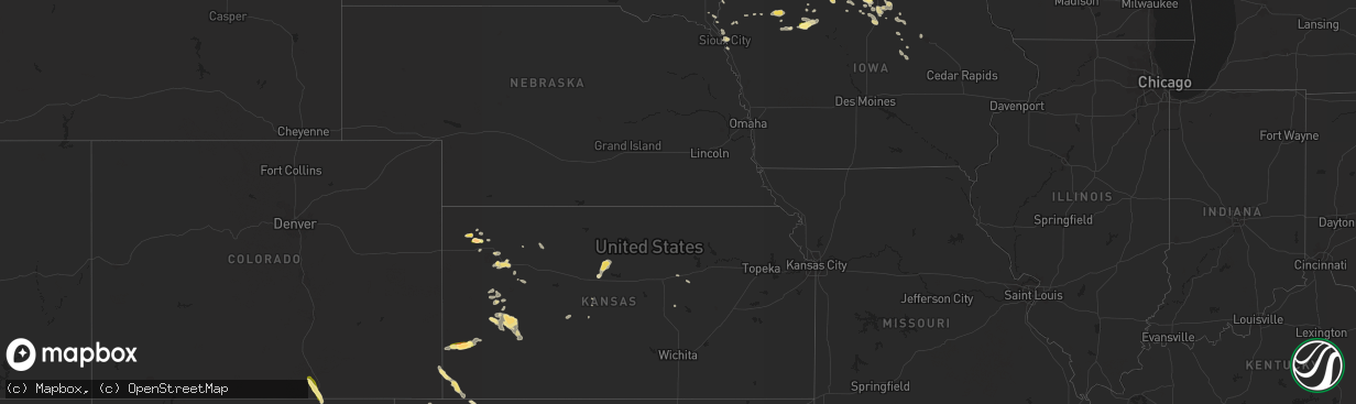 Hail map in Iowa on July 25, 2013