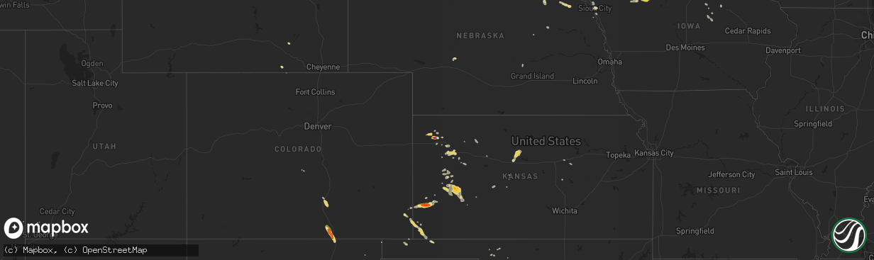 Hail map on July 25, 2013