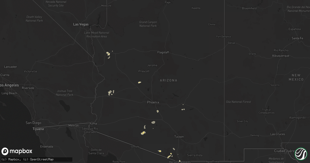 Hail map in Arizona on July 25, 2014