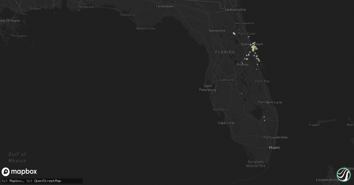 Hail map in Florida on July 25, 2014