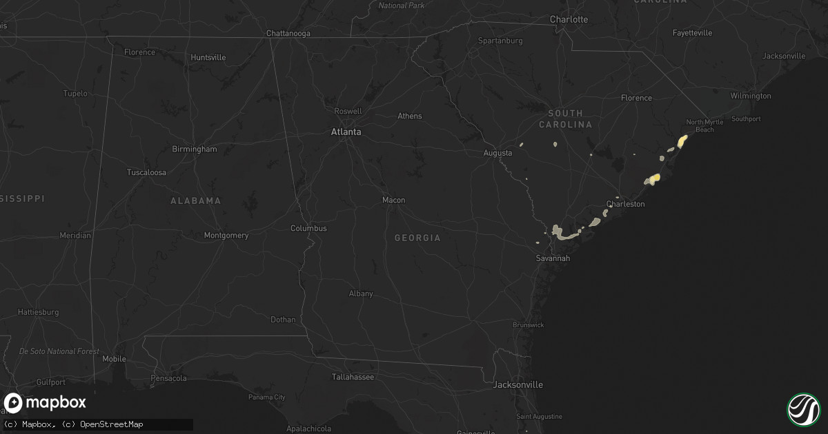 Hail map in Georgia on July 25, 2014