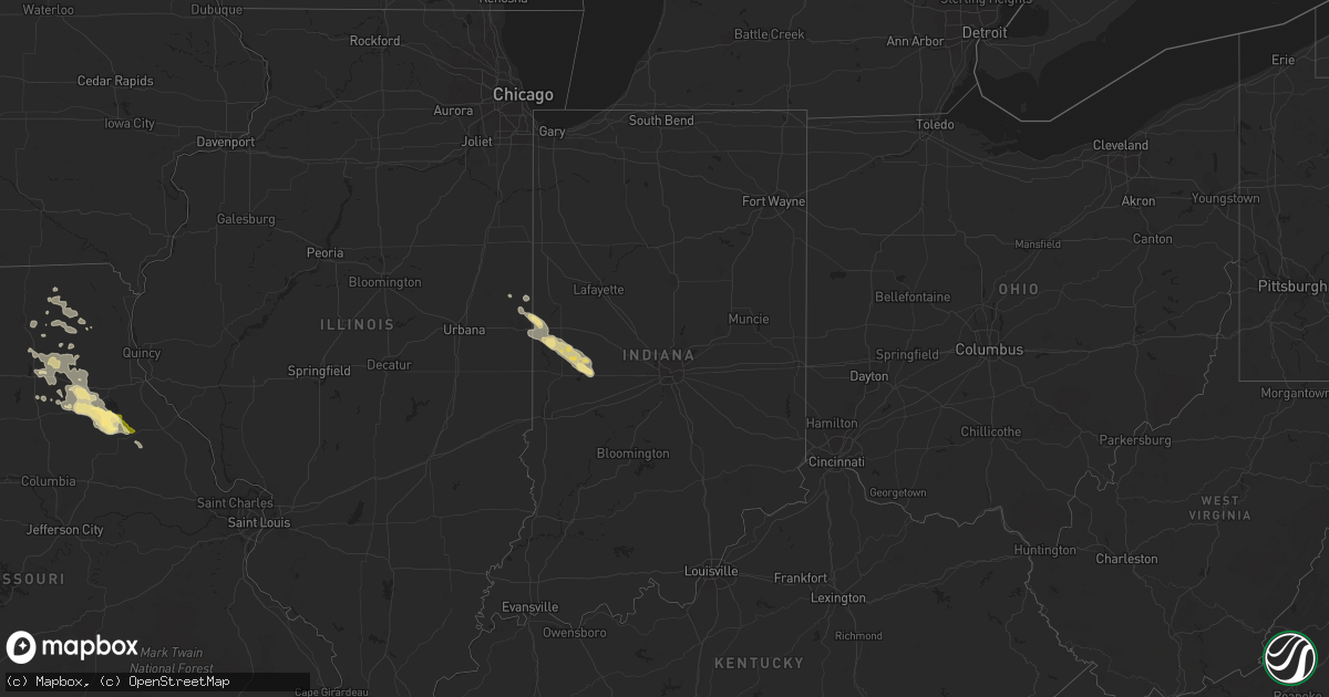 Hail map in Indiana on July 25, 2014