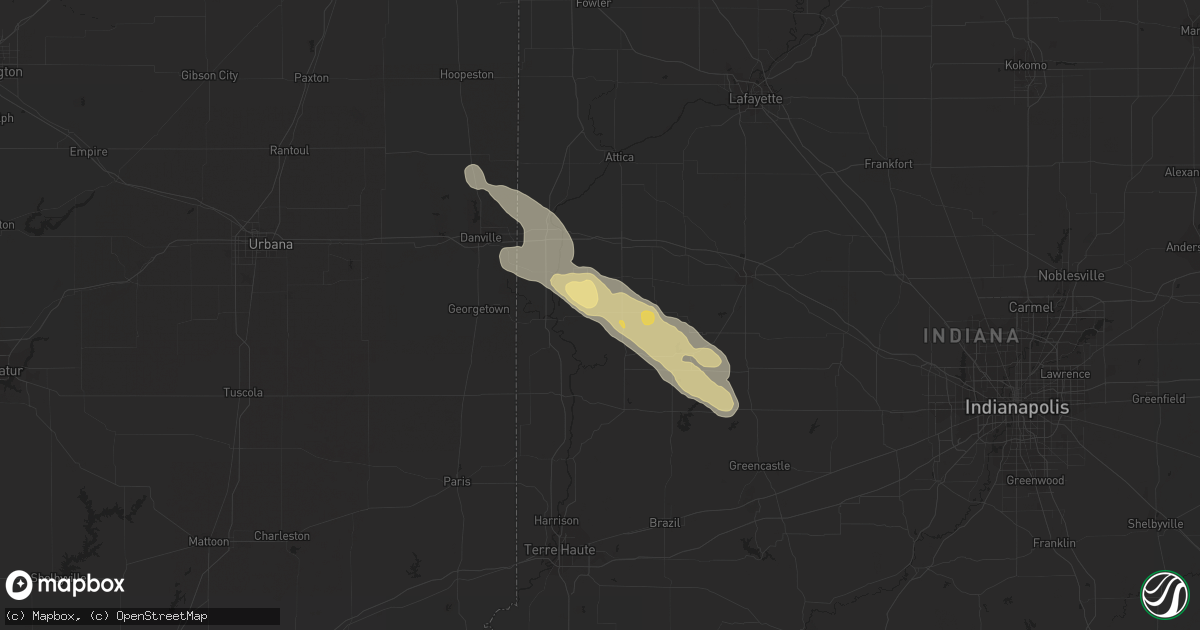 Hail map in Kingman, IN on July 25, 2014