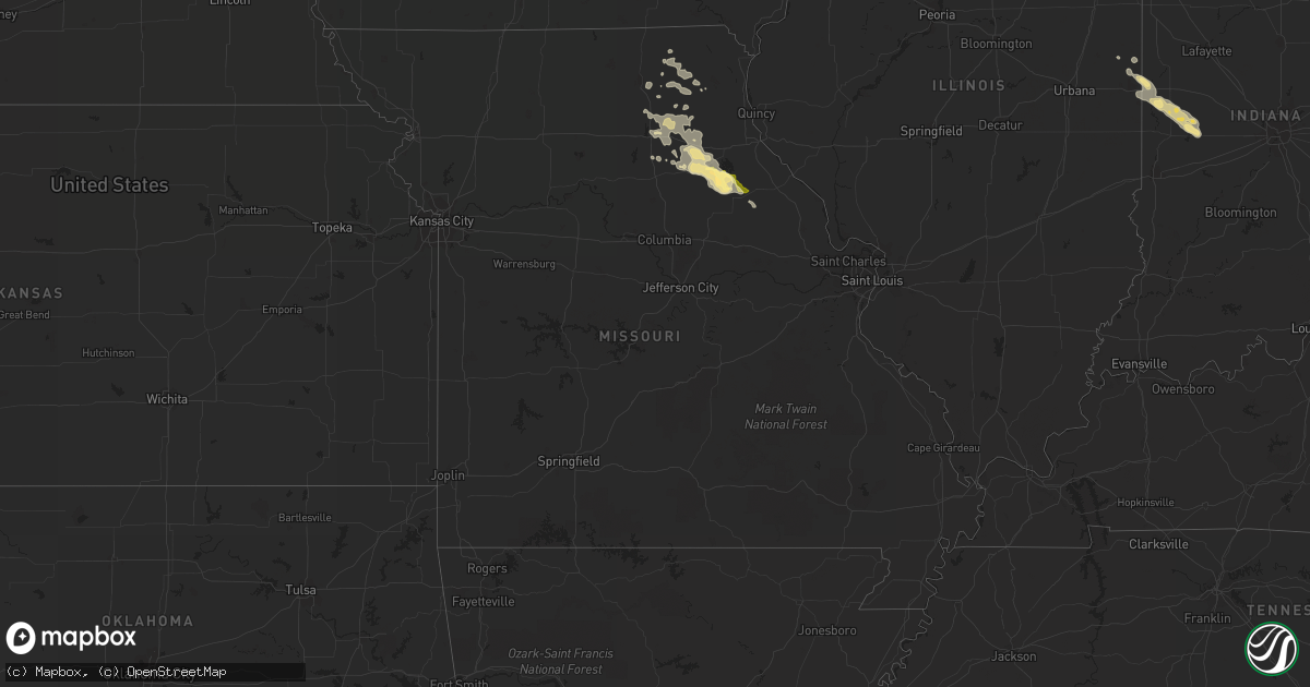 Hail map in Missouri on July 25, 2014