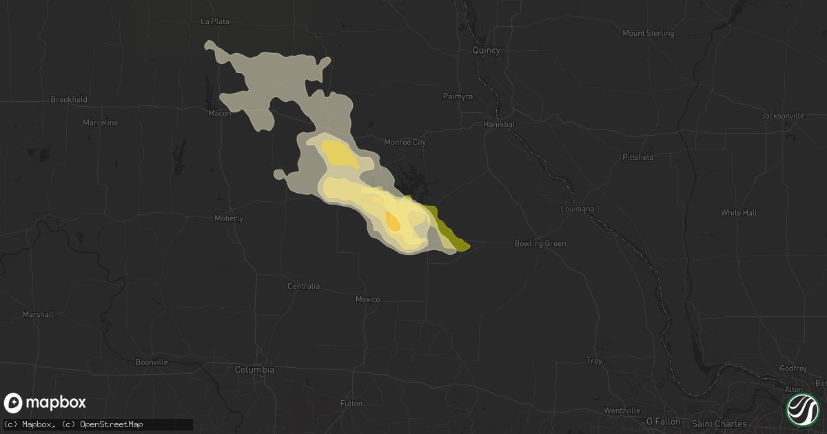 Hail map in Perry, MO on July 25, 2014