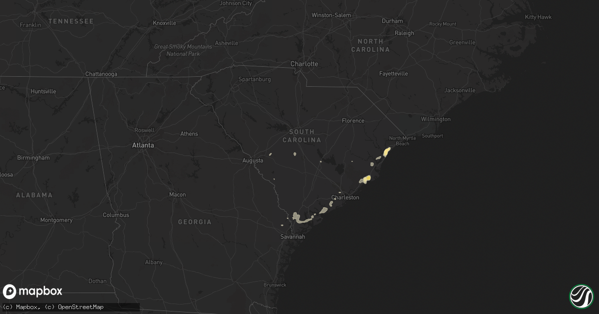 Hail map in South Carolina on July 25, 2014