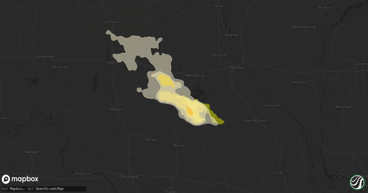 Hail map in Stoutsville, MO on July 25, 2014
