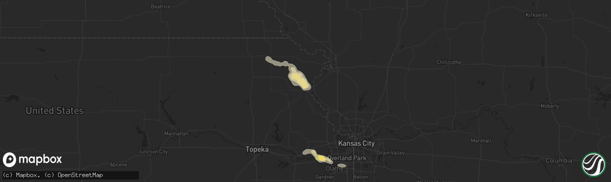 Hail map in Atchison, KS on July 25, 2015