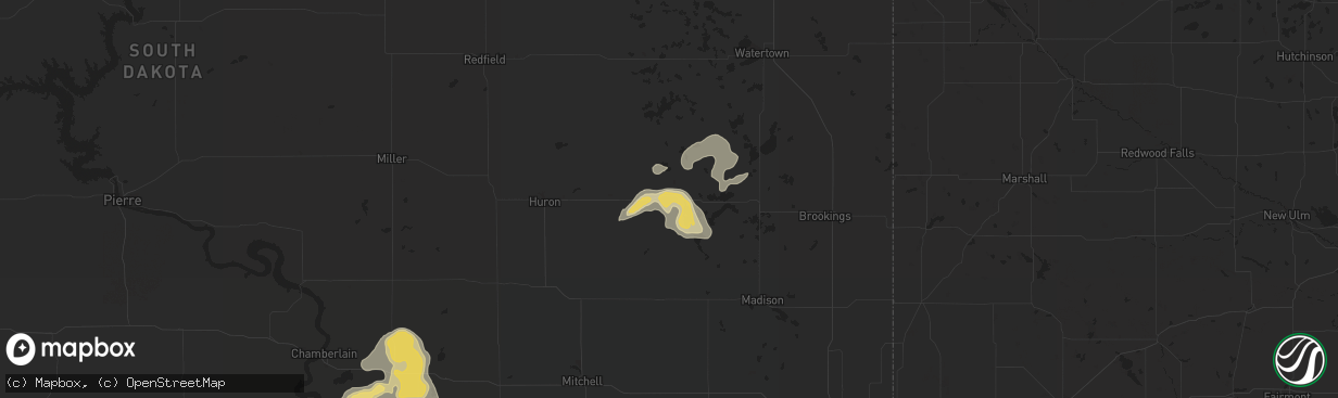 Hail map in De Smet, SD on July 25, 2015