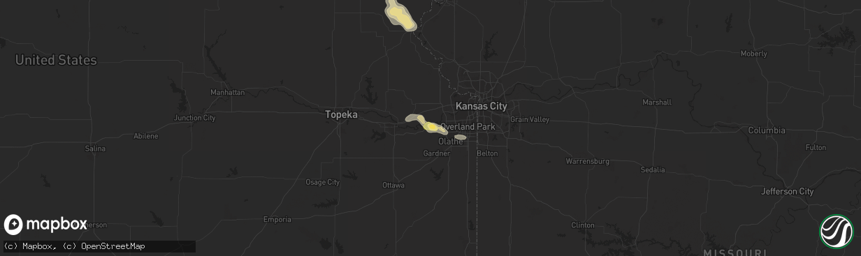 Hail map in De Soto, KS on July 25, 2015