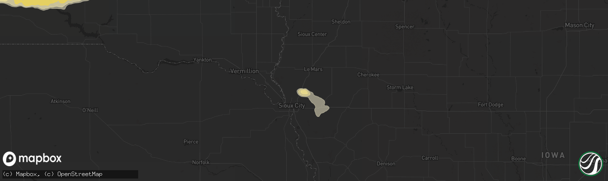 Hail map in Hinton, IA on July 25, 2015