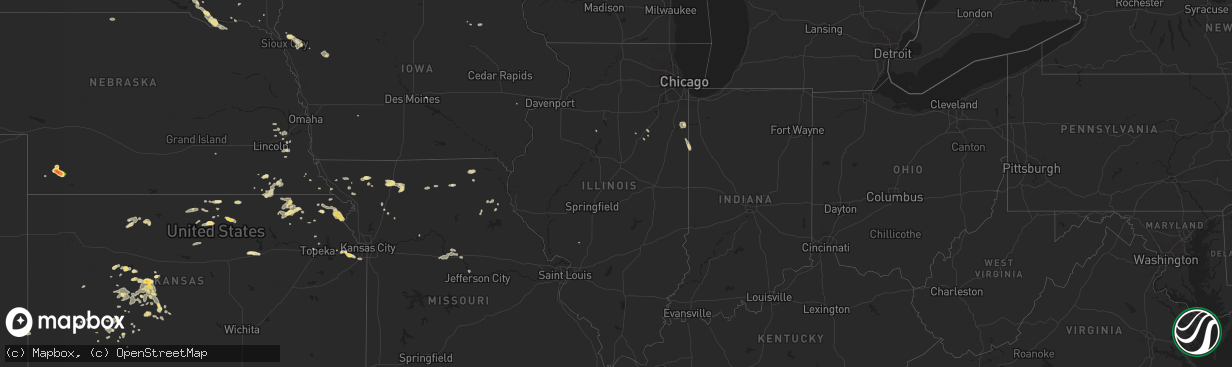 Hail map in Illinois on July 25, 2015