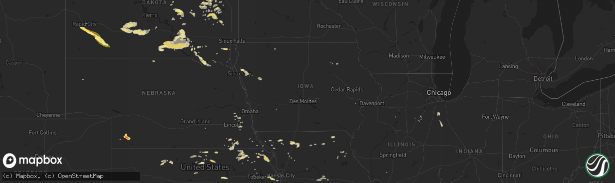 Hail map in Iowa on July 25, 2015