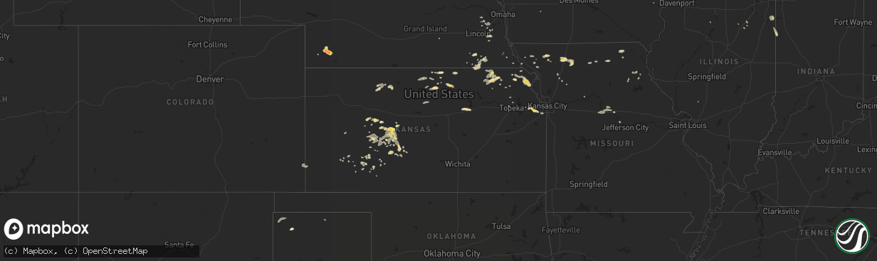 Hail map in Kansas on July 25, 2015