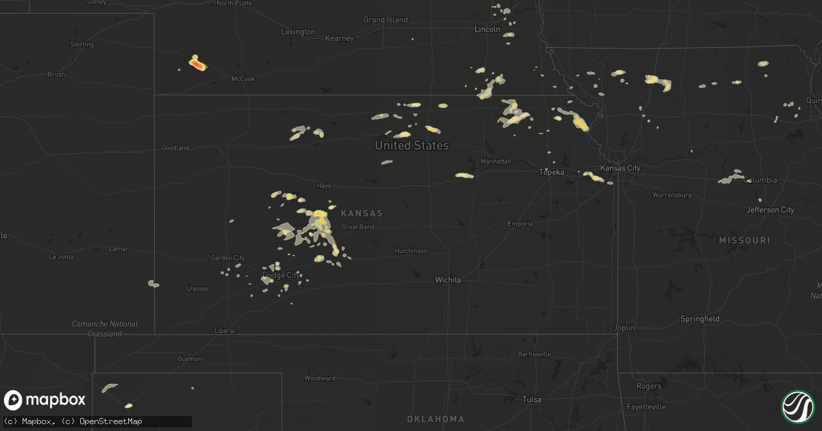 Hail map in Kansas on July 25, 2015