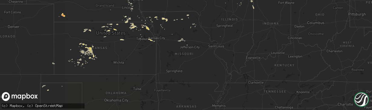 Hail map in Missouri on July 25, 2015